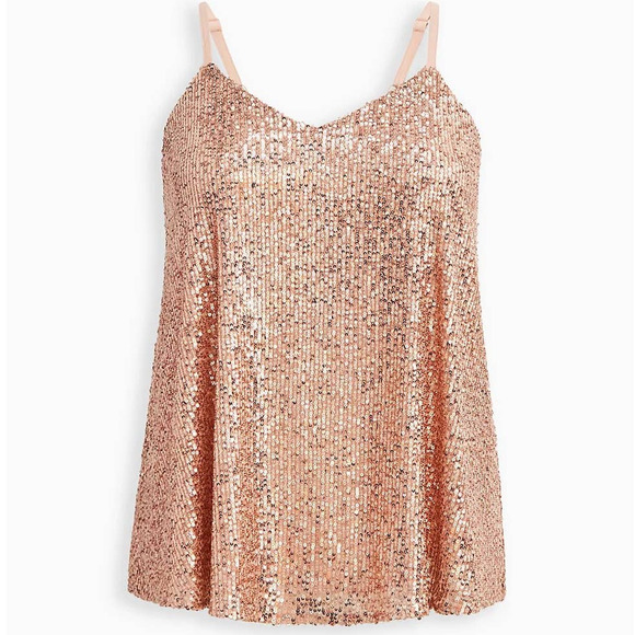 New Torrid‎ 0 (0X size 12) Sexy Sophie Gold Sequin Swing Party Cami Tank Top - Picture 2 of 3